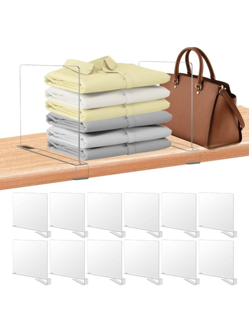 12 Acrylic Shelf Dividers for Closet Organization & Space Management